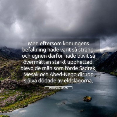 Picture 05 - Daniel 3:22 SV1917 - Men eftersom konungens befallning hade varit så - Bible Verse Picture