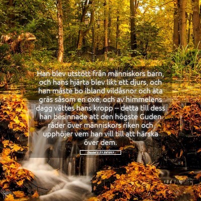 Picture 05 - Daniel 5:21 SV1917 - Han blev utstött från människors barn, och - Bible Verse Picture
