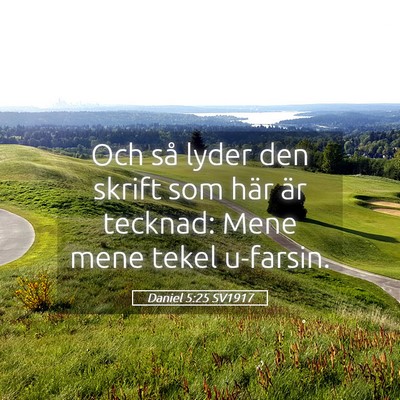 Picture 05 - Daniel 5:25 SV1917 - Och så lyder den skrift som här är tecknad: - Bible Verse Picture
