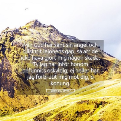 Picture 05 - Daniel 6:22 SV1917 - Min Gud har sänt sin ängel och tillslutit - Bible Verse Picture