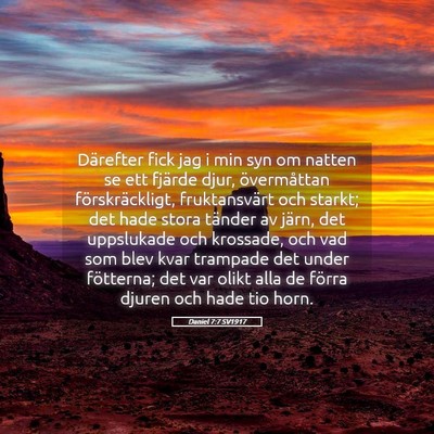 Picture 05 - Daniel 7:7 SV1917 - Därefter fick jag i min syn om natten se ett - Bible Verse Picture