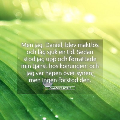 Picture 05 - Daniel 8:27 SV1917 - Men jag, Daniel, blev maktlös och låg sjuk en - Bible Verse Picture