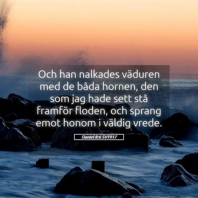 Picture 05 - Daniel 8:6 SV1917 - Och han nalkades väduren med de båda hornen, - Bible Verse Picture