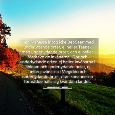 Picture 05 - Domarboken 1:27 SV1917 - Men Manasse intog icke Bet-Sean med underlydande - Bible Verse Picture