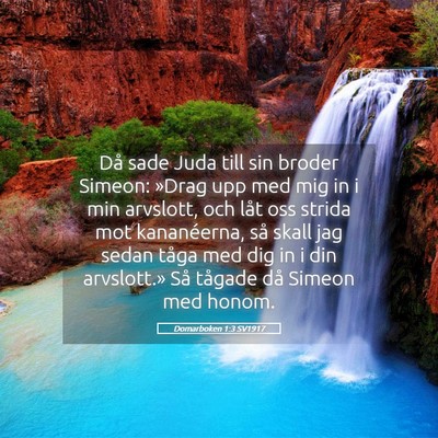Picture 05 - Domarboken 1:3 SV1917 - Då sade Juda till sin broder Simeon: »Drag upp - Bible Verse Picture