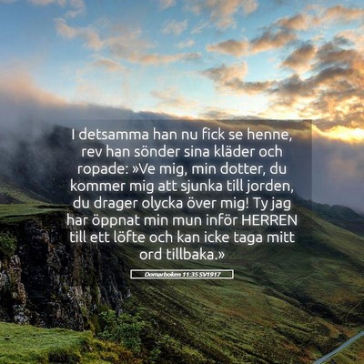 Picture 05 - Domarboken 11:35 SV1917 - I detsamma han nu fick se henne, rev han sönder - Bible Verse Picture