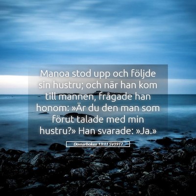 Picture 05 - Domarboken 13:11 SV1917 - Manoa stod upp och följde sin hustru; och när - Bible Verse Picture