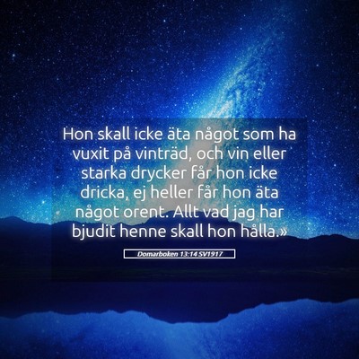 Picture 05 - Domarboken 13:14 SV1917 - Hon skall icke äta något som ha vuxit på - Bible Verse Picture