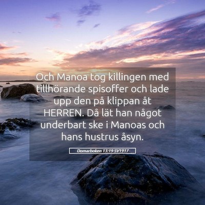 Picture 05 - Domarboken 13:19 SV1917 - Och Manoa tog killingen med tillhörande - Bible Verse Picture