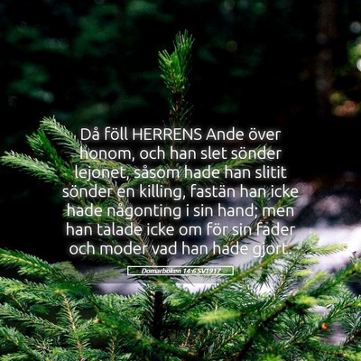 Picture 05 - Domarboken 14:6 SV1917 - Då föll HERRENS Ande över honom, och han slet - Bible Verse Picture