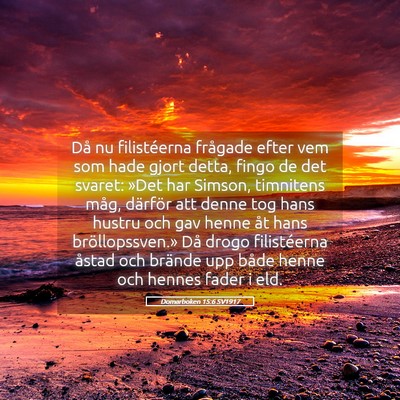 Picture 05 - Domarboken 15:6 SV1917 - Då nu filistéerna frågade efter vem som hade - Bible Verse Picture
