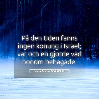 Picture 05 - Domarboken 17:6 SV1917 - På den tiden fanns ingen konung i Israel; var - Bible Verse Picture