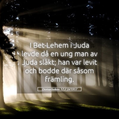 Picture 05 - Domarboken 17:7 SV1917 - I Bet-Lehem i Juda levde då en ung man av Juda - Bible Verse Picture