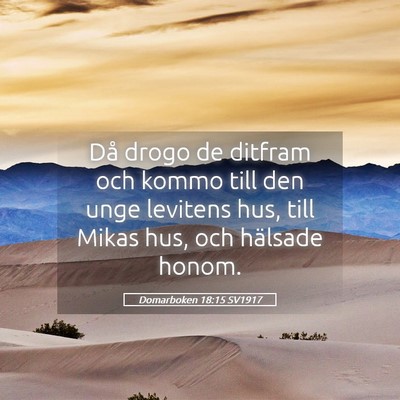 Picture 05 - Domarboken 18:15 SV1917 - Då drogo de ditfram och kommo till den unge - Bible Verse Picture