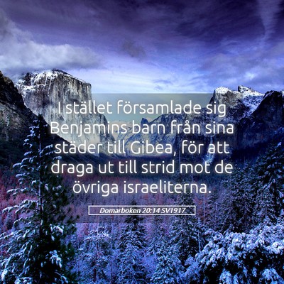 Picture 05 - Domarboken 20:14 SV1917 - I stället församlade sig Benjamins barn från - Bible Verse Picture