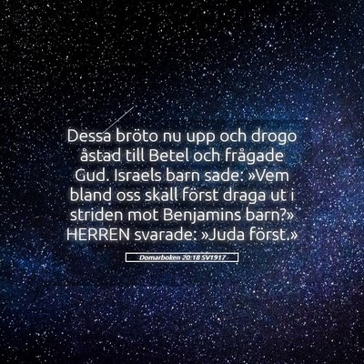 Picture 05 - Domarboken 20:18 SV1917 - Dessa bröto nu upp och drogo åstad till Betel - Bible Verse Picture