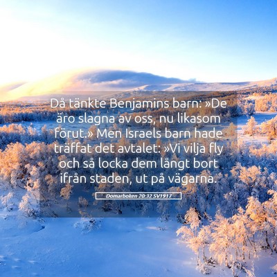 Picture 05 - Domarboken 20:32 SV1917 - Då tänkte Benjamins barn: »De äro slagna av - Bible Verse Picture