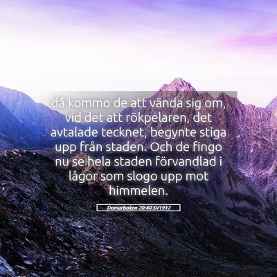 Picture 05 - Domarboken 20:40 SV1917 - då kommo de att vända sig om, vid det att - Bible Verse Picture