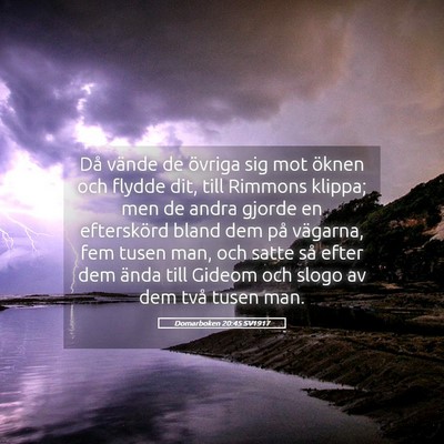 Picture 05 - Domarboken 20:45 SV1917 - Då vände de övriga sig mot öknen och flydde - Bible Verse Picture