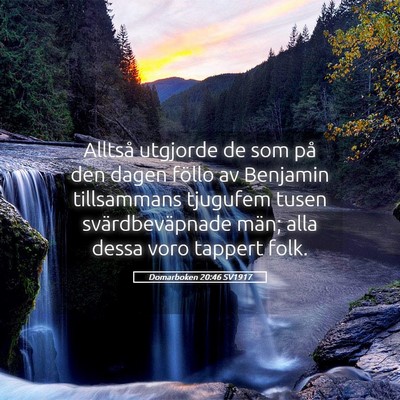 Picture 05 - Domarboken 20:46 SV1917 - Alltså utgjorde de som på den dagen föllo av - Bible Verse Picture