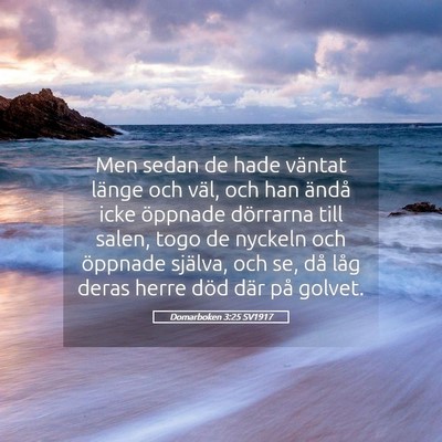 Picture 05 - Domarboken 3:25 SV1917 - Men sedan de hade väntat länge och väl, och - Bible Verse Picture