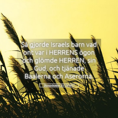 Picture 05 - Domarboken 3:7 SV1917 - Så gjorde Israels barn vad ont var i HERRENS - Bible Verse Picture