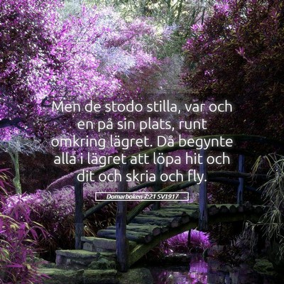 Picture 05 - Domarboken 7:21 SV1917 - Men de stodo stilla, var och en på sin plats, - Bible Verse Picture