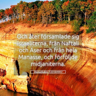 Picture 05 - Domarboken 7:23 SV1917 - Och åter församlade sig israeliterna, från - Bible Verse Picture