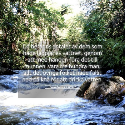 Picture 05 - Domarboken 7:6 SV1917 - Då befanns antalet av dem som hade läppjat av - Bible Verse Picture