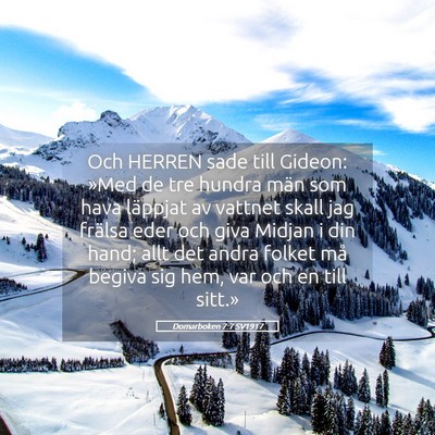 Picture 05 - Domarboken 7:7 SV1917 - Och HERREN sade till Gideon: »Med de tre hundra - Bible Verse Picture