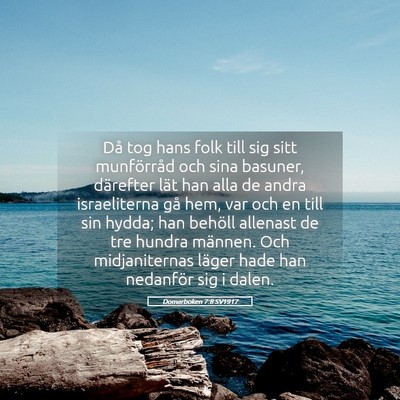 Picture 05 - Domarboken 7:8 SV1917 - Då tog hans folk till sig sitt munförråd och - Bible Verse Picture
