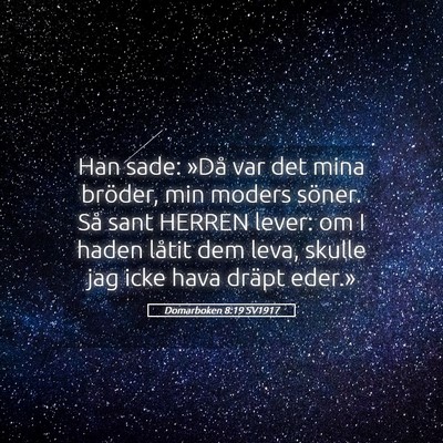 Picture 05 - Domarboken 8:19 SV1917 - Han sade: »Då var det mina bröder, min moders - Bible Verse Picture