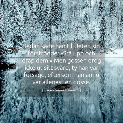 Picture 05 - Domarboken 8:20 SV1917 - Sedan sade han till Jeter, sin förstfödde: - Bible Verse Picture