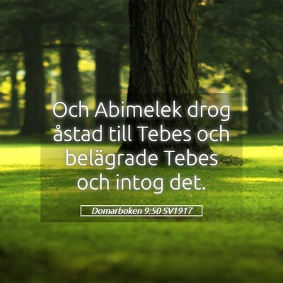 Picture 05 - Domarboken 9:50 SV1917 - Och Abimelek drog åstad till Tebes och - Bible Verse Picture