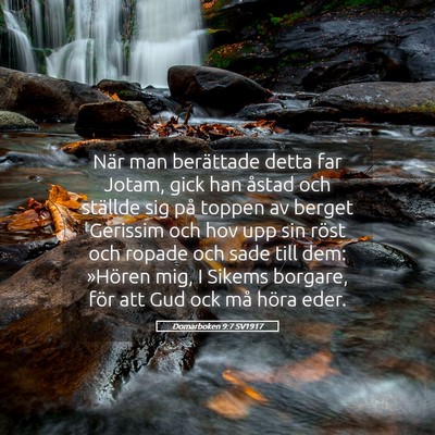 Picture 05 - Domarboken 9:7 SV1917 - När man berättade detta far Jotam, gick han - Bible Verse Picture