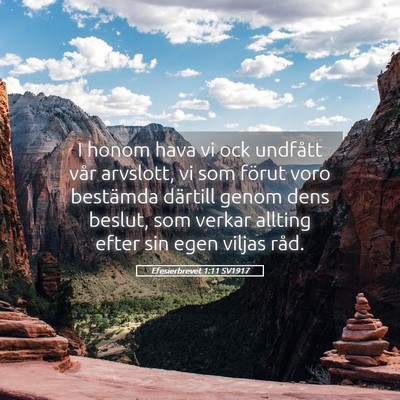 Picture 05 - Efesierbrevet 1:11 SV1917 - I honom hava vi ock undfått vår arvslott, vi - Bible Verse Picture