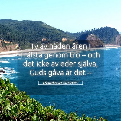 Picture 05 - Efesierbrevet 2:8 SV1917 - Ty av nåden ären I frälsta genom tro -- och - Bible Verse Picture