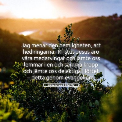 Picture 05 - Efesierbrevet 3:6 SV1917 - Jag menar den hemligheten, att hedningarna i - Bible Verse Picture