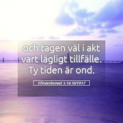 Picture 05 - Efesierbrevet 5:16 SV1917 - och tagen väl i akt vart lägligt tillfälle. Ty - Bible Verse Picture