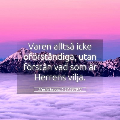 Picture 05 - Efesierbrevet 5:17 SV1917 - Varen alltså icke oförståndiga, utan förstån - Bible Verse Picture