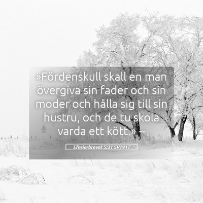 Picture 05 - Efesierbrevet 5:31 SV1917 - »Fördenskull skall en man övergiva sin fader - Bible Verse Picture