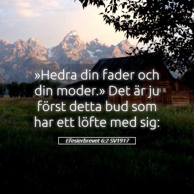 Picture 05 - Efesierbrevet 6:2 SV1917 - »Hedra din fader och din moder.» Det är ju - Bible Verse Picture
