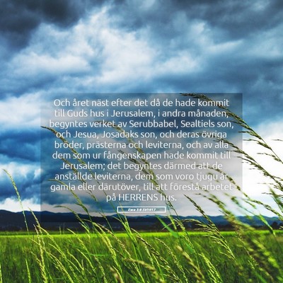 Picture 05 - Esra 3:8 SV1917 - Och året näst efter det då de hade kommit till - Bible Verse Picture