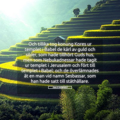 Picture 05 - Esra 5:14 SV1917 - Och tillika tog konung Kores ur templet i Babel - Bible Verse Picture