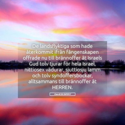 Picture 05 - Esra 8:35 SV1917 - De landsflyktiga som hade återkommit ifrån - Bible Verse Picture