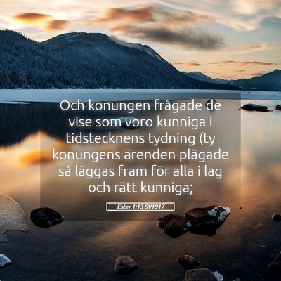Picture 05 - Ester 1:13 SV1917 - Och konungen frågade de vise som voro kunniga i - Bible Verse Picture
