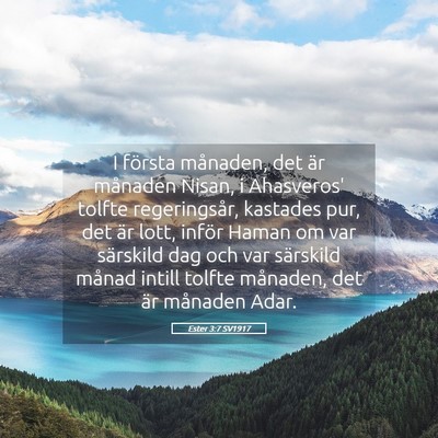 Picture 05 - Ester 3:7 SV1917 - I första månaden, det är månaden Nisan, i - Bible Verse Picture