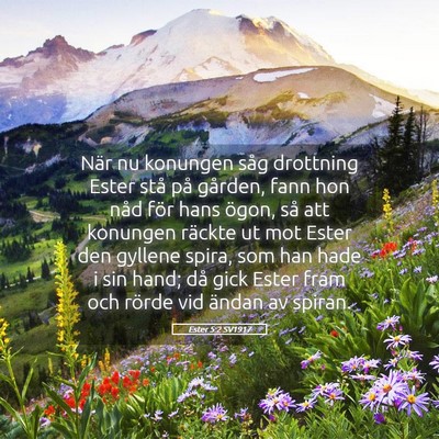 Picture 05 - Ester 5:2 SV1917 - När nu konungen såg drottning Ester stå på - Bible Verse Picture