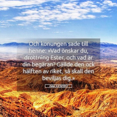 Picture 05 - Ester 5:3 SV1917 - Och konungen sade till henne: »Vad önskar du, - Bible Verse Picture