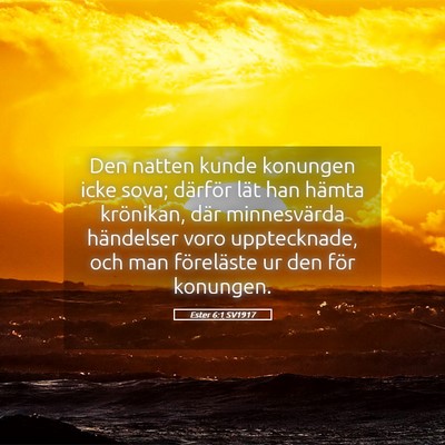 Picture 05 - Ester 6:1 SV1917 - Den natten kunde konungen icke sova; därför - Bible Verse Picture